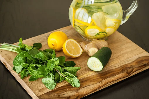 lemon ginger cucumber water